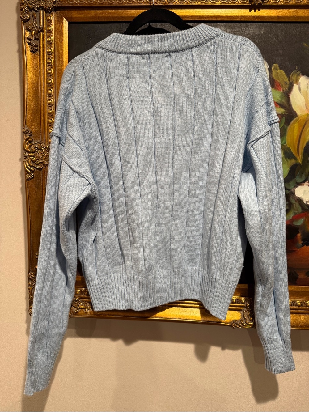 Edikted Light Blue Ribbed Button-Up Cardigan - Picture 2 of 4